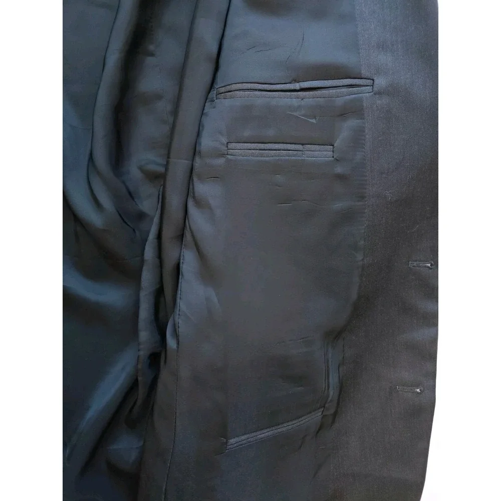 Jos A Bank Mens Wool Sports Coat 43L Charcoal Black Blazer BXT80032 2 Button